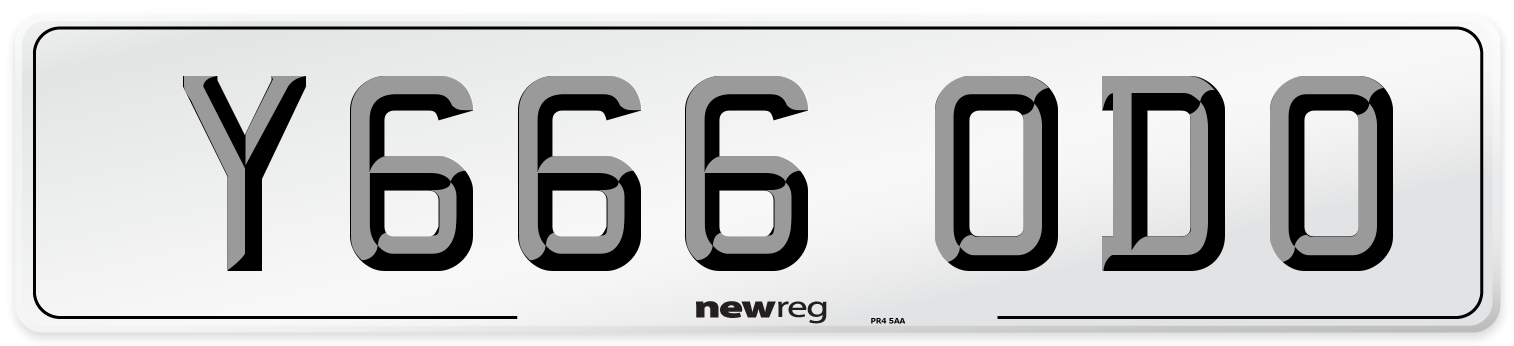 Y666 ODO Number Plate from New Reg
